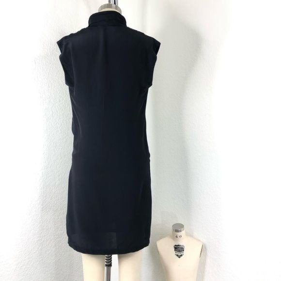 AllSaints Nast Dress Ink Blue Silk Wrap Cross Over Slit Sheath - Picture 5 of 7